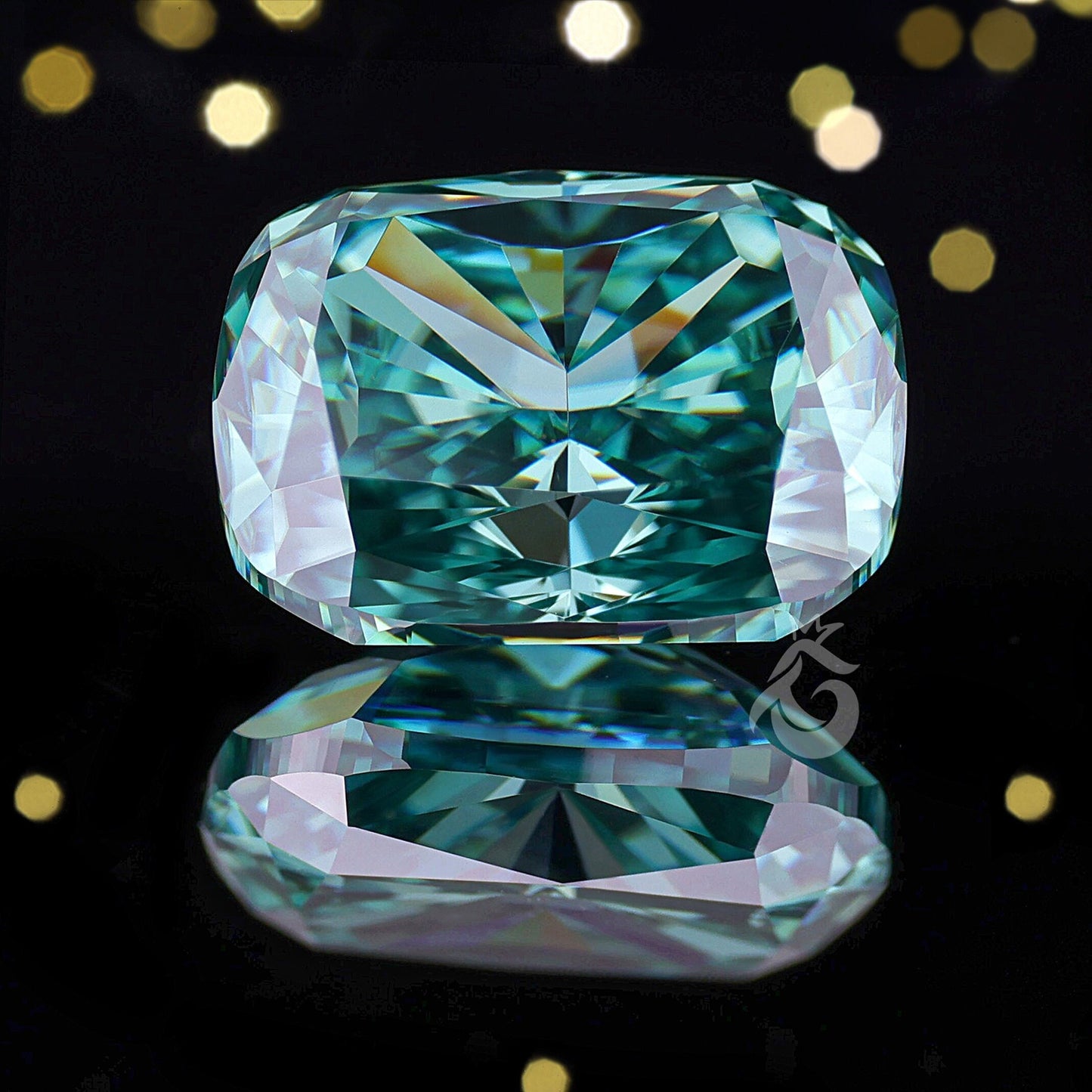 Elongated Cushion Cut Greenish Blue Moissanite Loose Gemstone for Jewelry