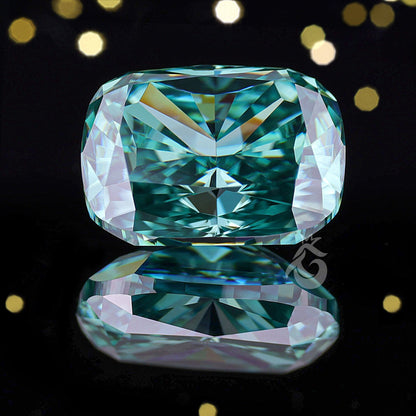 Elongated Cushion Cut Greenish Blue Moissanite Loose Gemstone for Jewelry
