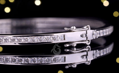 2MM Princess Cut Moissanite Tennis Bracelet – 14K White Gold Bezel Set Jewelry