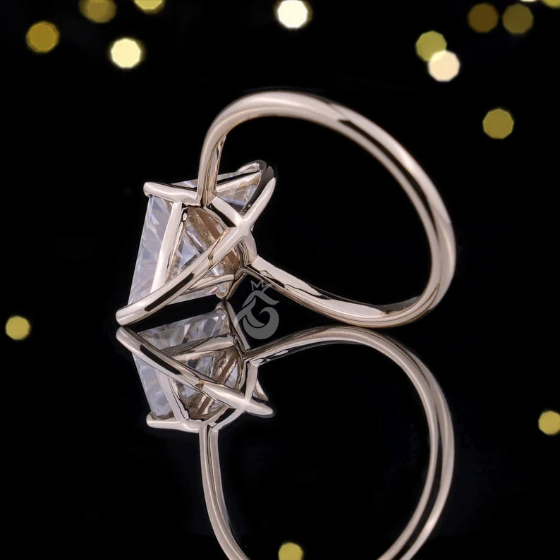 Two Triangle Moissanite Ring, 14K Gold Engagement Band, Lozenge Promise Ring