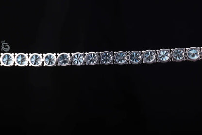 Blue Moissanite Tennis Bracelet – 10K White Gold Bridal Jewelry