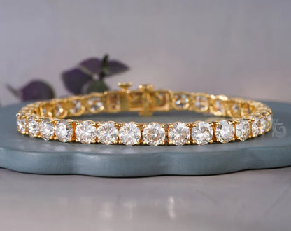 6MM Round Yellow Moissanite Tennis Bracelet – 14K Gold Bridal & Everyday Jewelry