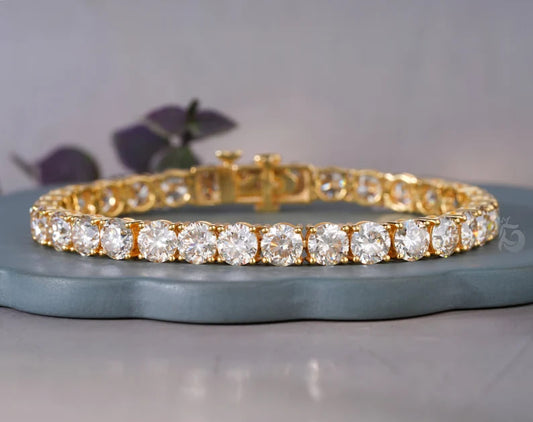 6MM Round Yellow Moissanite Tennis Bracelet – 14K Gold Bridal & Everyday Jewelry
