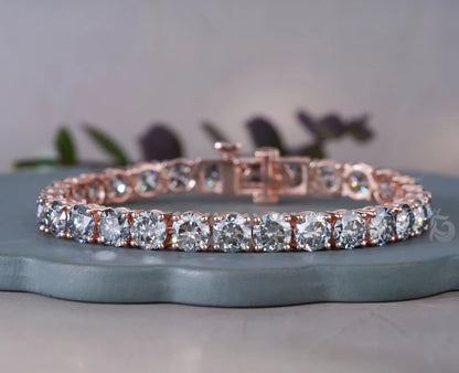 6MM Basket-Set Fancy Gray Moissanite Tennis Bracelet – Rose Gold Wedding & Anniversary Gift