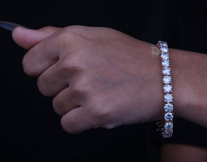 6MM Basket-Set Fancy Gray Moissanite Tennis Bracelet – Rose Gold Wedding & Anniversary Gift