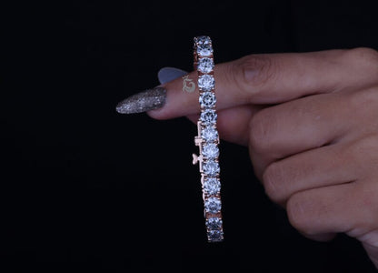6MM Basket-Set Fancy Gray Moissanite Tennis Bracelet – Rose Gold Wedding & Anniversary Gift