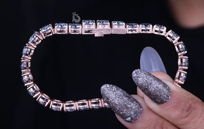 6MM Basket-Set Fancy Gray Moissanite Tennis Bracelet – Rose Gold Wedding & Anniversary Gift