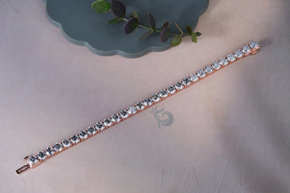 6MM Basket-Set Fancy Gray Moissanite Tennis Bracelet – Rose Gold Wedding & Anniversary Gift