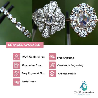 Unique Half Eternity Baguette Cut Moissanite Wedding Band – Vintage White Gold Bridal Ring