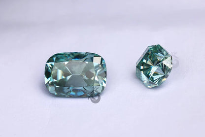 Antique Elongated Cushion Cut Cyan Blue Moissanite Loose Gemstone for Jewelry