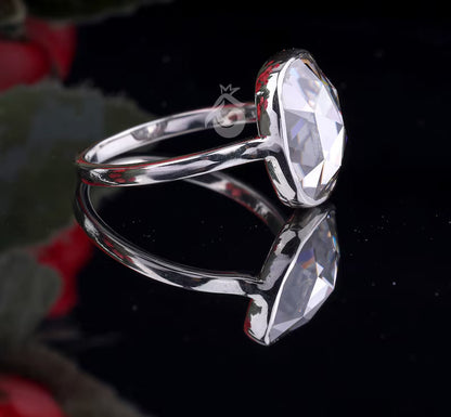 6.62CT Cushion Rose-Cut Moissanite Ring – 14K White Gold Bezel Set Vintage Wedding & Anniversary Ring
