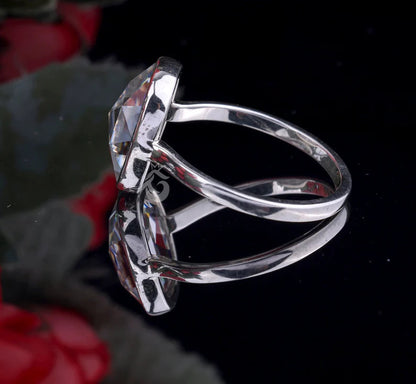 6.62CT Cushion Rose-Cut Moissanite Ring – 14K White Gold Bezel Set Vintage Wedding & Anniversary Ring