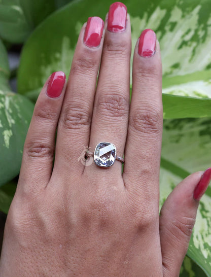 6.62CT Cushion Rose-Cut Moissanite Ring – 14K White Gold Bezel Set Vintage Wedding & Anniversary Ring
