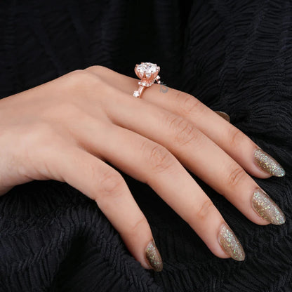 2.70CT Round Translation Cut Moissanite Art Deco Ring, 14K Rose Gold