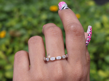Oval Moissanite East-West Eternity Band, Bezel Set, Solid Gold