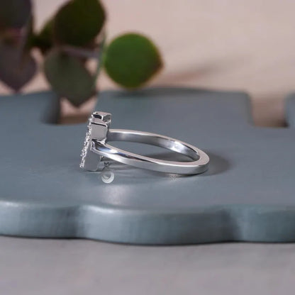 14K White Gold M Initial Moissanite Ring, Personalized Letter Ring