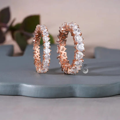 Heart Cut Moissanite Eternity Band, 14K Rose Gold Stackable Ring