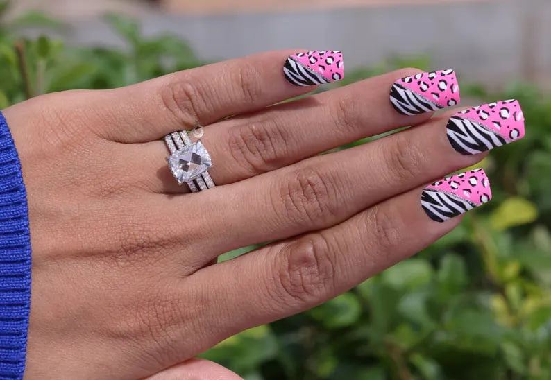 3PCS Cushion Rose Cut Moissanite Ring Set, 14K White Gold Open Gap Band