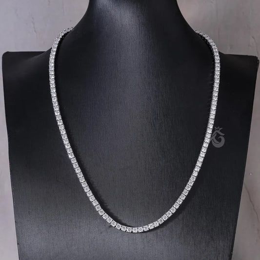 3mm Moissanite Tennis Necklace, 14K White Gold, 16-24 Inch Unisex Chain