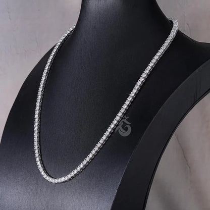 3mm Moissanite Tennis Necklace, 14K White Gold, 16-24 Inch Unisex Chain