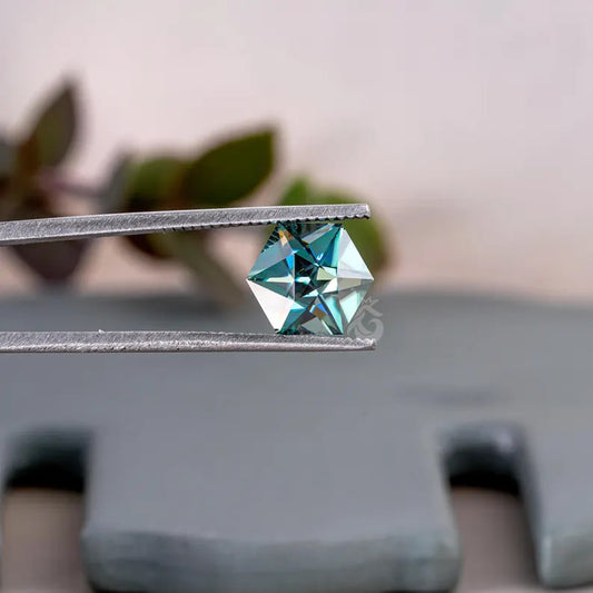 1.50CT Hexagon Cut Blue-Green Lab Diamond, Loose CVD Stone for Rings & Pendants
