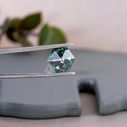 1.50CT Hexagon Cut Blue-Green Lab Diamond, Loose CVD Stone for Rings & Pendants