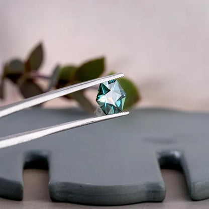 1.50CT Hexagon Cut Blue-Green Lab Diamond, Loose CVD Stone for Rings & Pendants