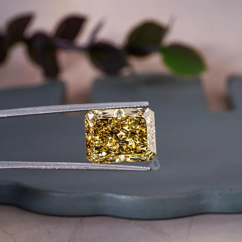 12.73CT Radiant Cut Vivid Yellow Lab Grown Diamond, Loose Fancy Stone for Jewelry