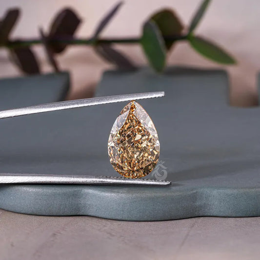 7.93CT Pear Cut Deep Yellow Lab Grown Diamond, Fancy Teardrop Stone for Jewelry