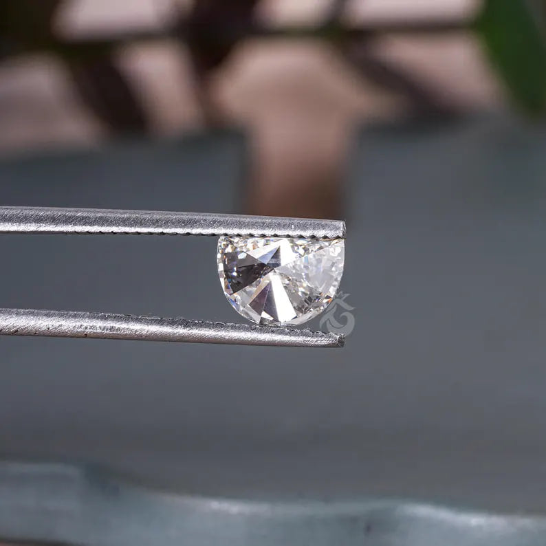 1.04CT Half Moon Cut Lab Grown Diamond, E-VS1 Side Stone for Engagement Ring