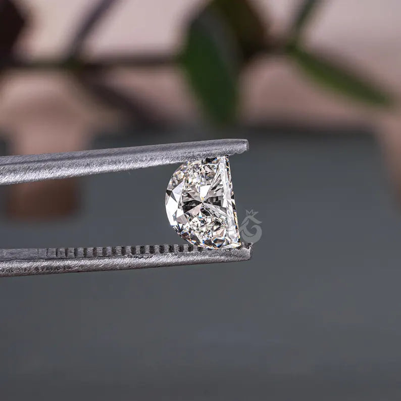 1.04CT Half Moon Cut Lab Grown Diamond, E-VS1 Side Stone for Engagement Ring