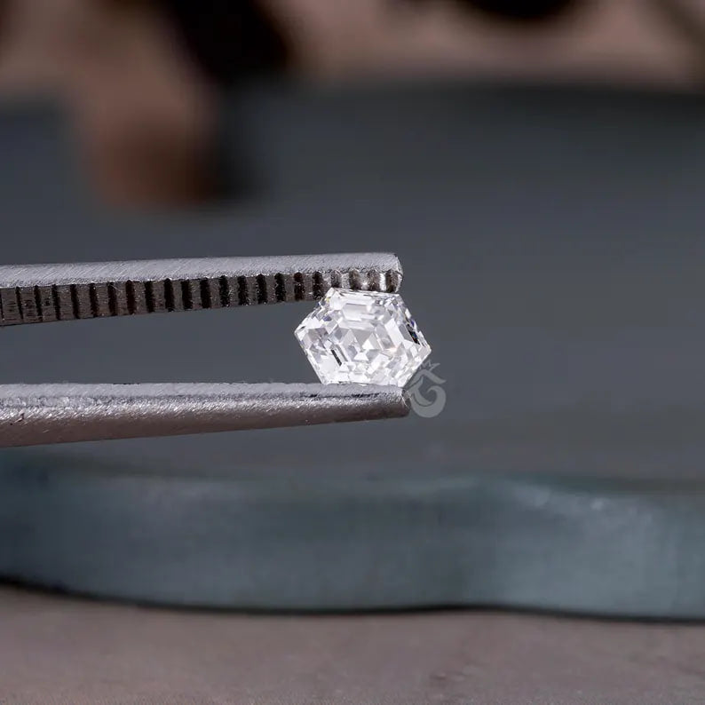 1.5CT Hexagon Step Cut Lab Grown Diamond, Antique Style Stone for Custom Jewelry