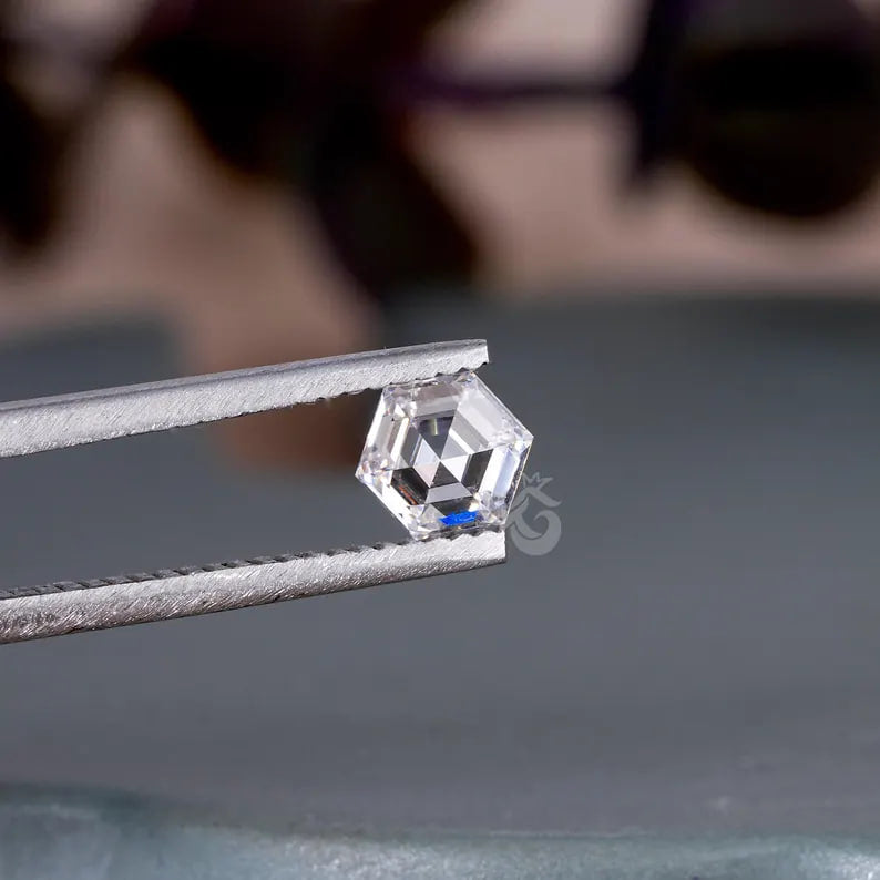 1.5CT Hexagon Step Cut Lab Grown Diamond, Antique Style Stone for Custom Jewelry