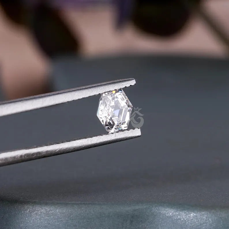 1.5CT Hexagon Step Cut Lab Grown Diamond, Antique Style Stone for Custom Jewelry