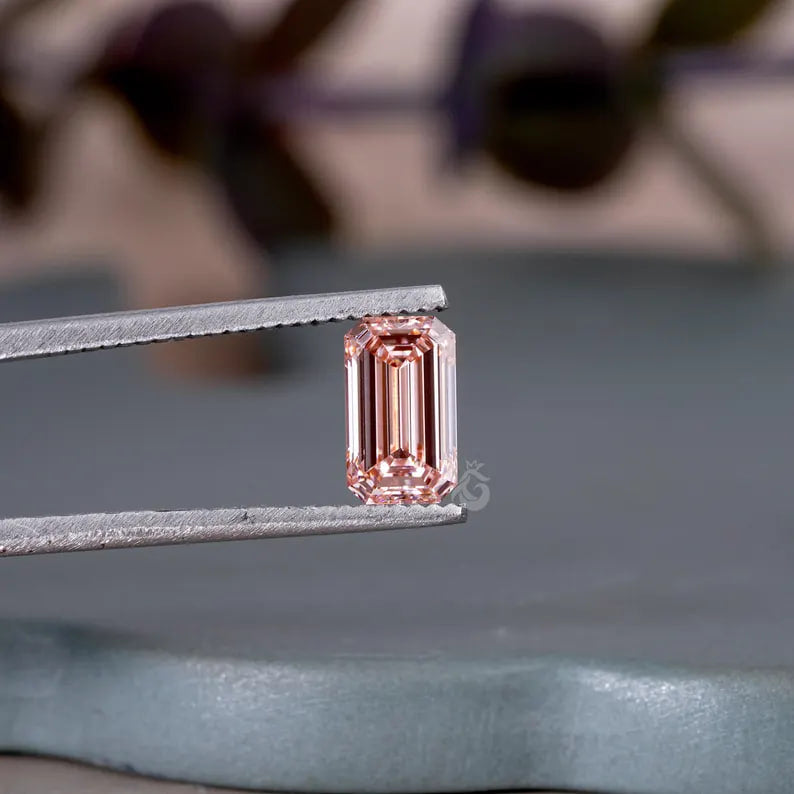 2.20CT Vivid Pink Emerald Cut Lab Grown Diamond, Loose Stone for Rings & Gifts