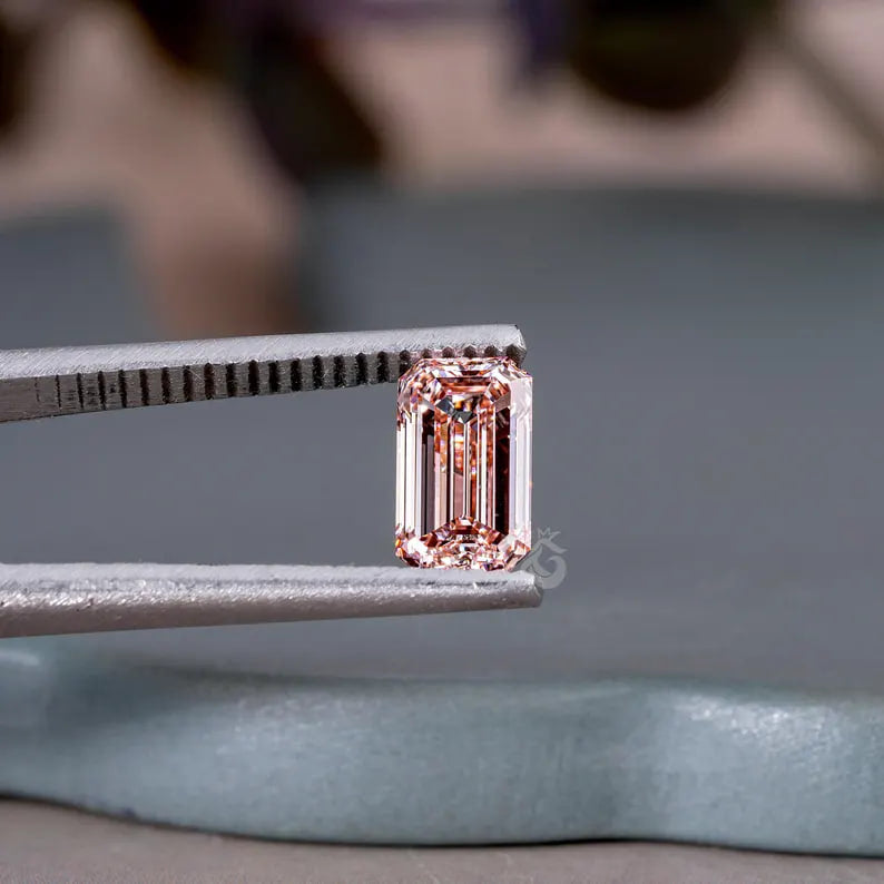 2.20CT Vivid Pink Emerald Cut Lab Grown Diamond, Loose Stone for Rings & Gifts