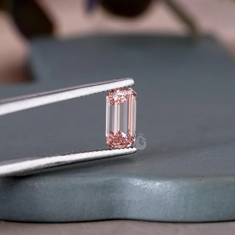 2.20CT Vivid Pink Emerald Cut Lab Grown Diamond, Loose Stone for Rings & Gifts