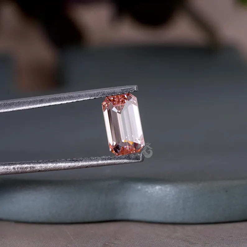 2.20CT Vivid Pink Emerald Cut Lab Grown Diamond, Loose Stone for Rings & Gifts