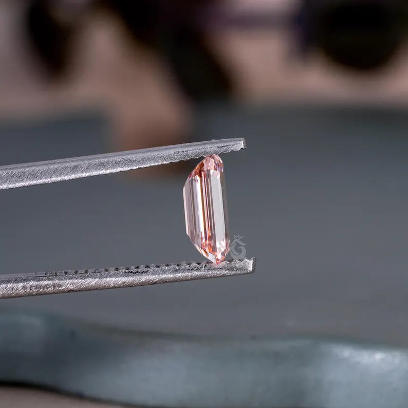 2.20CT Vivid Pink Emerald Cut Lab Grown Diamond, Loose Stone for Rings & Gifts