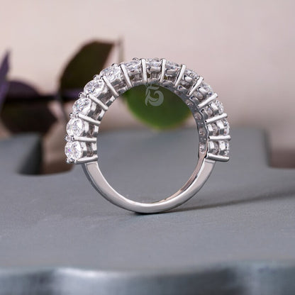 5x3MM Oval Moissanite Band, 10K White Gold Half Eternity Wedding Ring