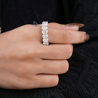 6x4MM Oval Moissanite Eternity Band, 14K Gold Stackable Ring in White or Rose Gold