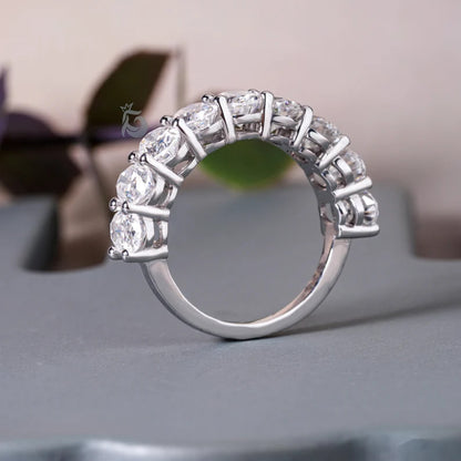 6x4MM Oval Moissanite Eternity Band, 14K Gold Stackable Ring in White or Rose Gold