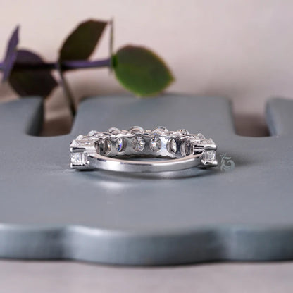 5x4MM Oval Moissanite Half Eternity Band, Stackable Wedding Ring for Her