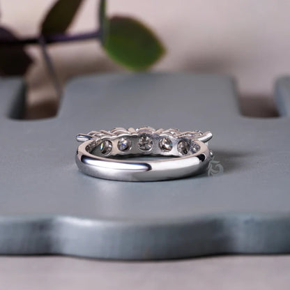 4.20MM Round Five Stone Moissanite Band, Bridge Setting Anniversary Ring