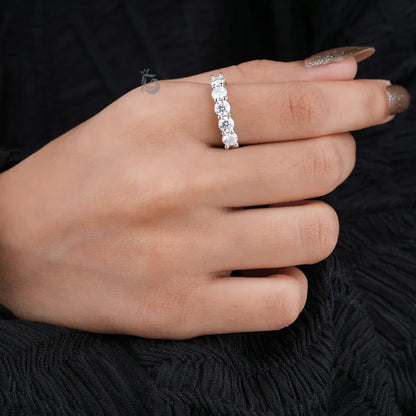 4MM Round Moissanite Five Stone Band, 14K Gold Half Eternity Ring