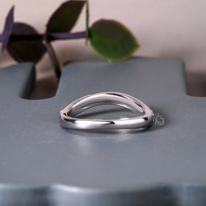 2.20MM Round Moissanite Curved Band, 14K White Gold Stacking Ring