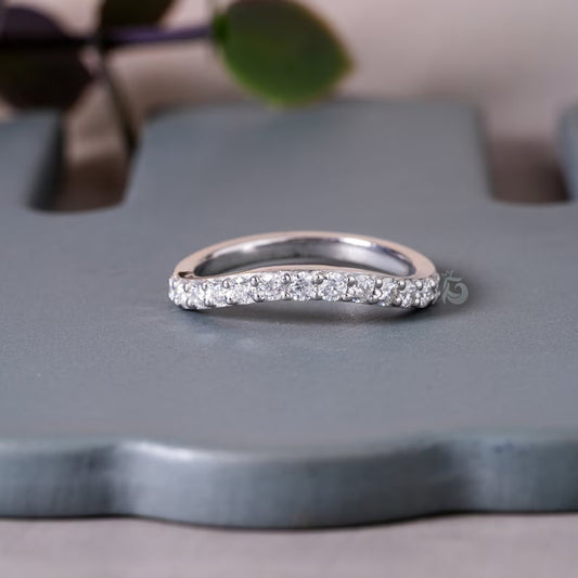 2.40MM Curved Moissanite Band, 14K White Gold Matching Wedding Ring