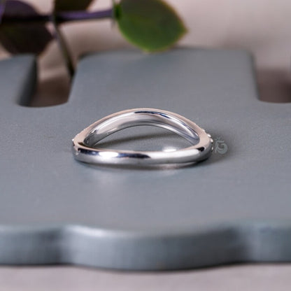 2.40MM Curved Moissanite Band, 14K White Gold Matching Wedding Ring