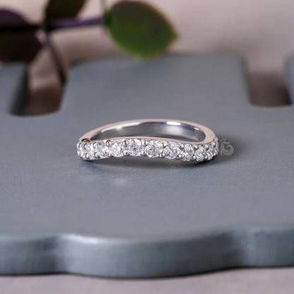 2.60MM Curved Wedding Band, 10K/14K White Gold Stacking Ring for Women