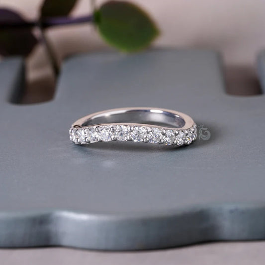 2.60MM Curved Wedding Band, 10K/14K White Gold Stacking Ring for Women